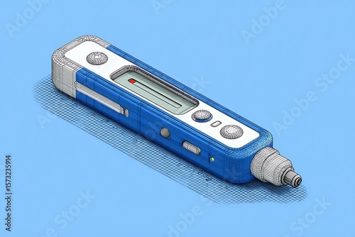 **A Vector Illustration Of A Digital Medical Thermometer Shown Diagonally In Flat 2D Design. The Screen Is Blank For Neutrality. Outline Is Sharp With A Modern Plastic Casing Look, Drawn In Minimal Co