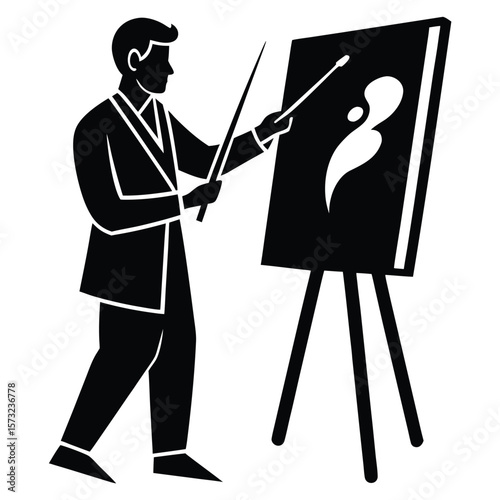 Vector Silhouette of an Artist Creating a Masterpiece  Creative Process in Action