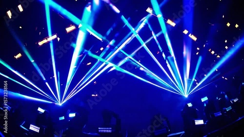 Dynamic Light Beams and Colorful Laser Effects Creating Energetic Atmosphere for Events and Concerts