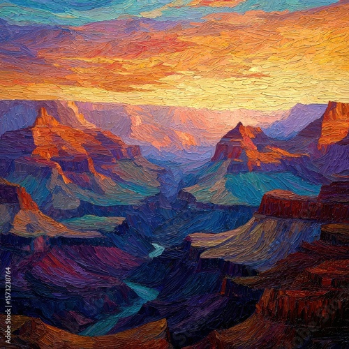 Wallpaper Mural The Grand Canyon at sunset with layered orange hues Torontodigital.ca