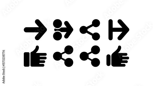 Collection of modern digital icons representing sharing and connection on a white background