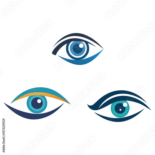 Stylized Eyes Blue Teal Orange Dark Blue logo symbol