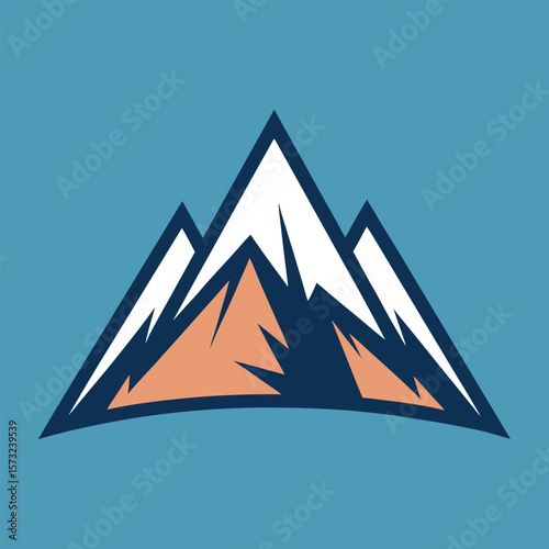 Stylized mountain peaks with snow and rock blue