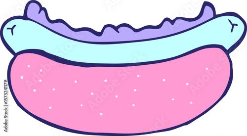 cartoon hotdog in bright neon color