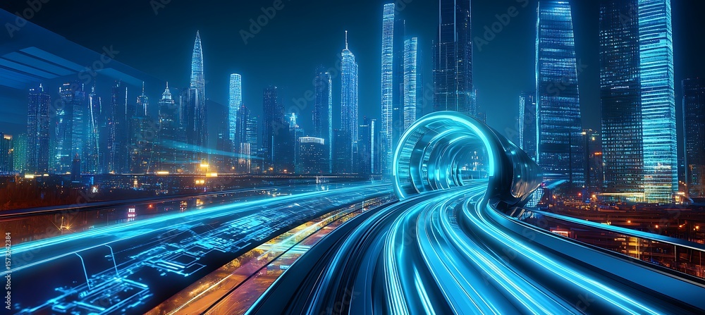 Obraz premium A high-speed transportation system that generates energy through electromagnetic induction 