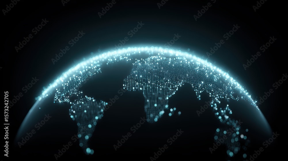 Obraz premium Digital Globe Connection, World Map, Global Network