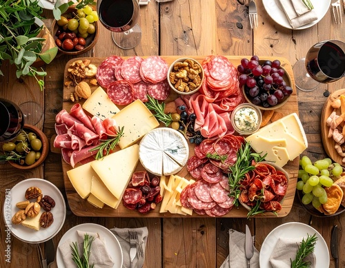 Assorted charcuterie board with cured meats