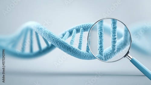DNA Research: Gene Science, Genome, Magnifying Glass 3D