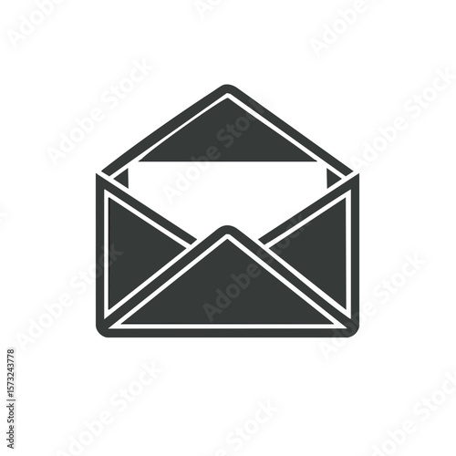 Open envelope with letter inside graphic icon for communication or invitation message delivery confirmation