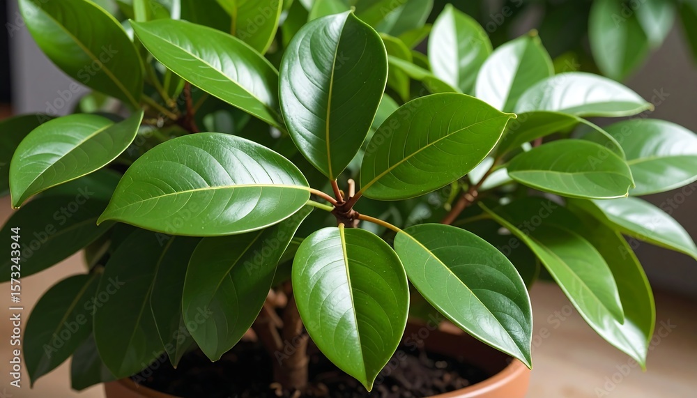Close-up of a Fiddle-leaf fig plant