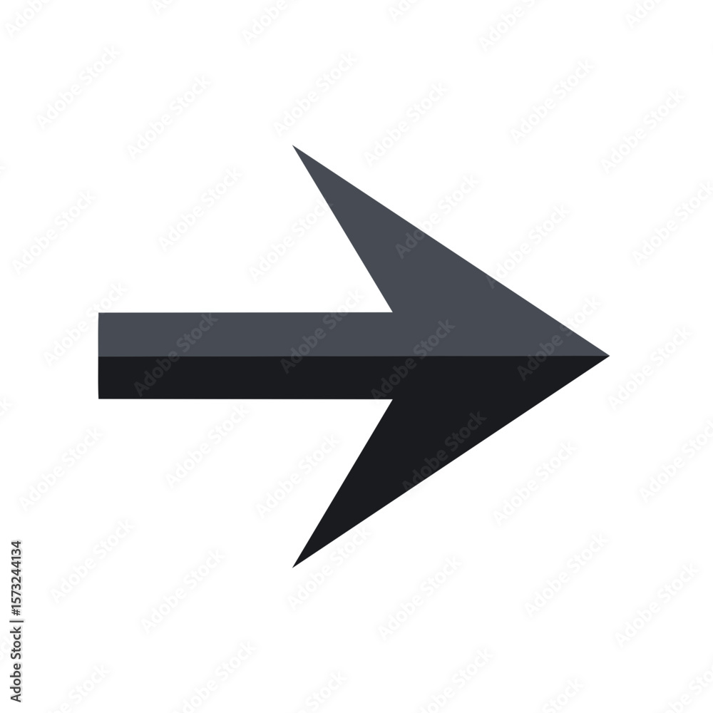 Arrow icon pointing direction, single gray flat design for navigation and graphic resource, showing right, indication, symbol vector Arrow icon pointing direction, single gray flat design for navigation and graphic resource, showing right, indication, symbol vector
