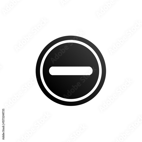 Minus Sign Graphic, Round Black Symbol for Subtraction or Removal