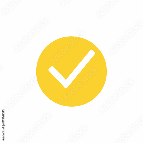Simple yellow circle with white check mark icon for approval or completion