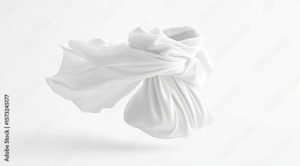 Obraz premium White fabric draped in a knot, flowing, soft, smooth