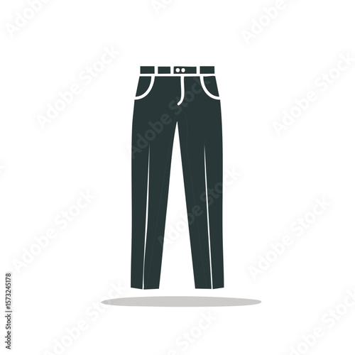 Dark Trousers with Pockets and Belt Loops Isolated on White Background Fashion Apparel