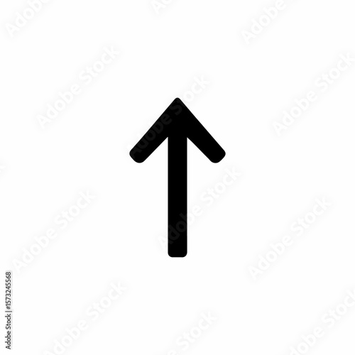 Simple black arrow pointing directly upwards on a white background