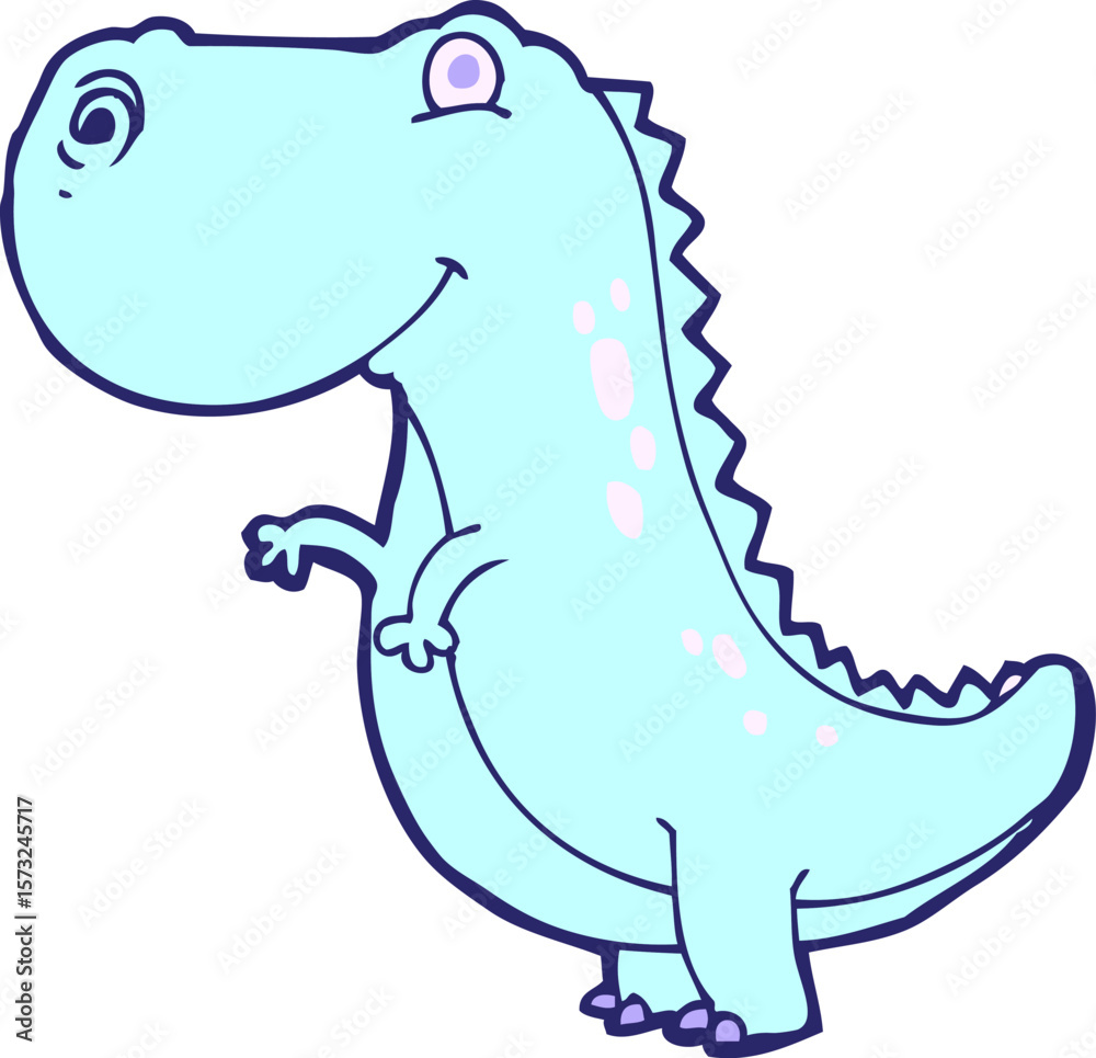 Naklejka premium cartoon dinoaur in bright neon color