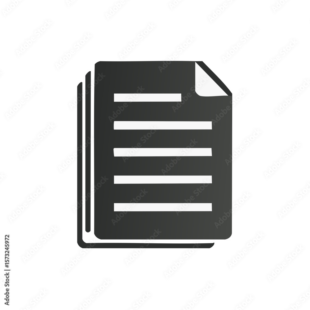 Stack of documents with lines, black papers with text, sheet symbol for file, note or data illustration, icon. Stack of documents with lines, black papers with text, sheet symbol for file, note or data illustration, icon.