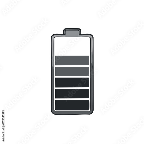 Battery Icon Illustration with Medium Charge Level on White Background