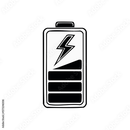 Low battery icon illustration with lightning bolt symbol showing power loss indicator