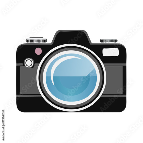 Digital Camera Illustration with Lens Flare and Black Body Design for Photography Content