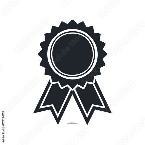 Single Black Rosette Ribbon Award Vector Illustration Graphic Element