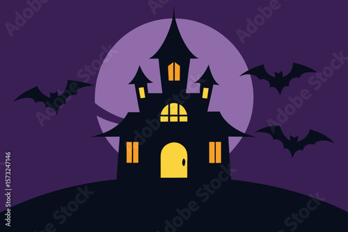 halloween background with castle and pumpkin