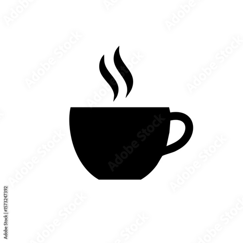 Simple Hot Cup Beverage Icon for Morning Cafe or Coffee Break Moment Silhouette