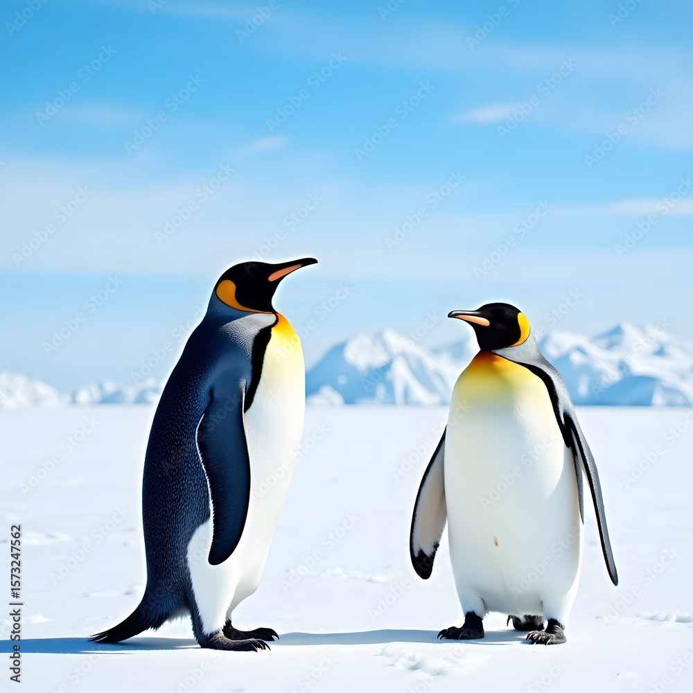 Fototapeta premium two penguins on the rocks