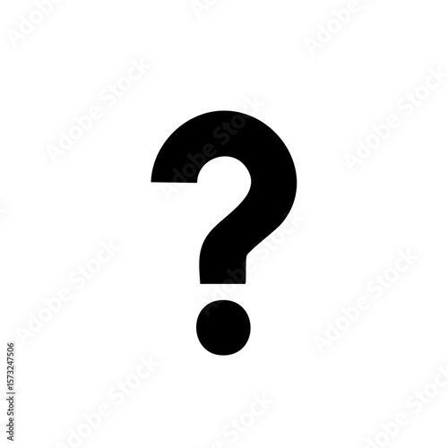 Bold Black Question Mark Symbol on White Background Represents Inquiry Pondering Uncertainty or Seeking an Answer
