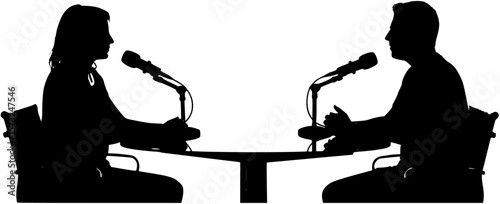 podcast recording silhouette vector
