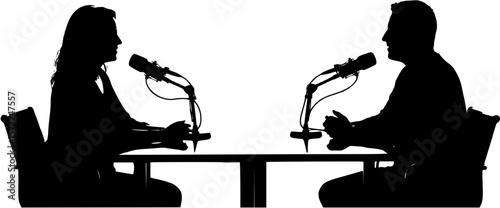 podcast recording silhouette vector
