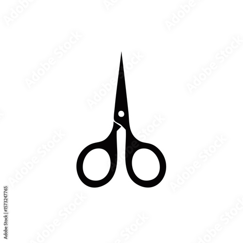 Black Scissors Silhouette on White Background for Arts and Crafts Design