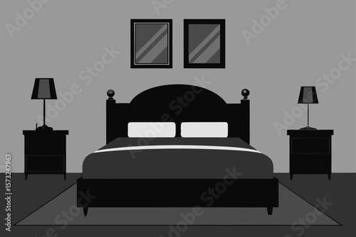 modern bedroom interior with bed