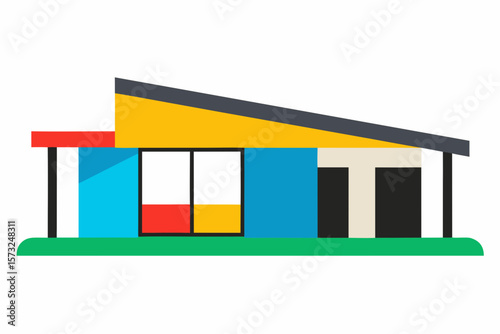 house with colorful roof