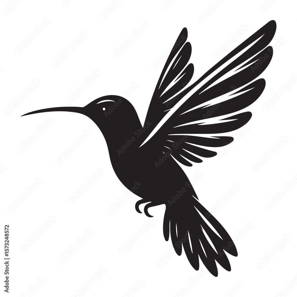 Fototapeta premium Humming bird silhouette vector art illustration, Wildlife
