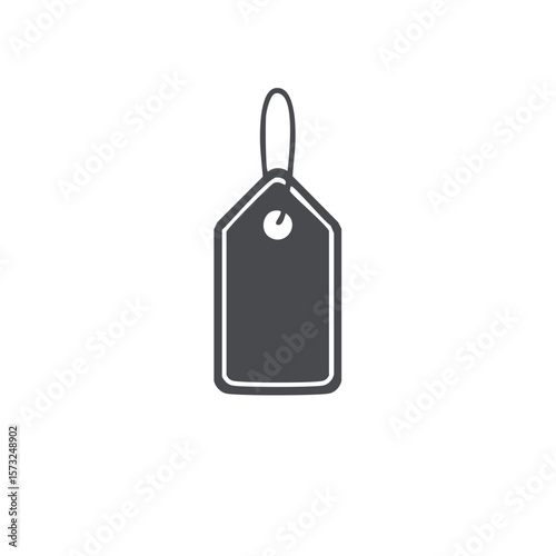 Gray tag with white outline and rope isolated on a white background, price tag vector art, sale and discount