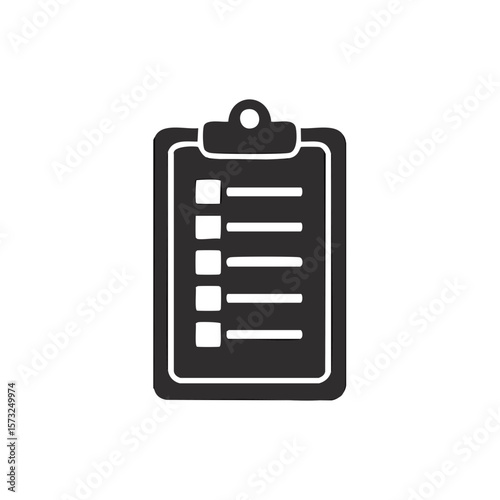 Clipboard Icon Depicting Checklist with Rectangular Boxes and Lines for Notes and Tasks