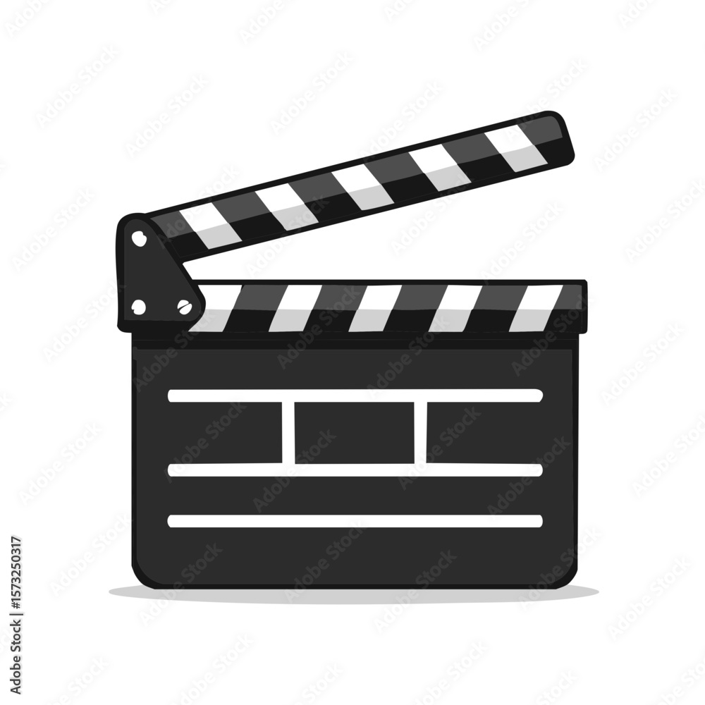Fototapeta premium Open Clapperboard with Stripes for Film and Movie Production, Cinema Start, Blank Slate for Text, Isolated