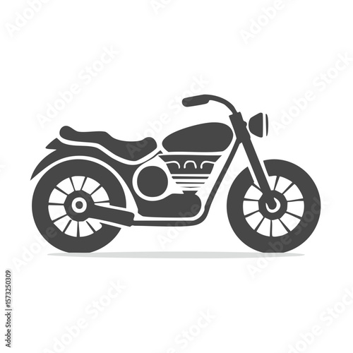 Isolated silhouette vector illustration of classic motorbike transportation with white background