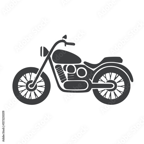 Stylish Silhouette of a Classic Motorcycle Cruiser with Thick Tires for Automotive Enthusiasts