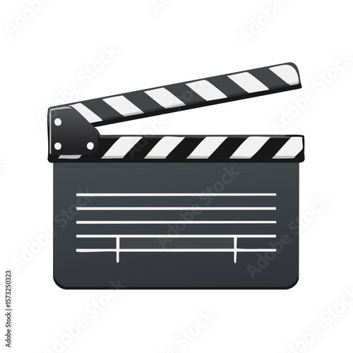 Classic Clapperboard Symbolizing Cinema Production and Film Industry Processes Isolated on White