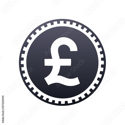 Pound sterling coin icon isolated on white. Vector illustration of financial sign.