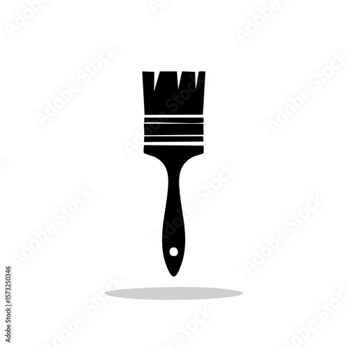 Paint Brush Isolated on White Black Silhouette Painting Tool Artwork Arts and Crafts Design