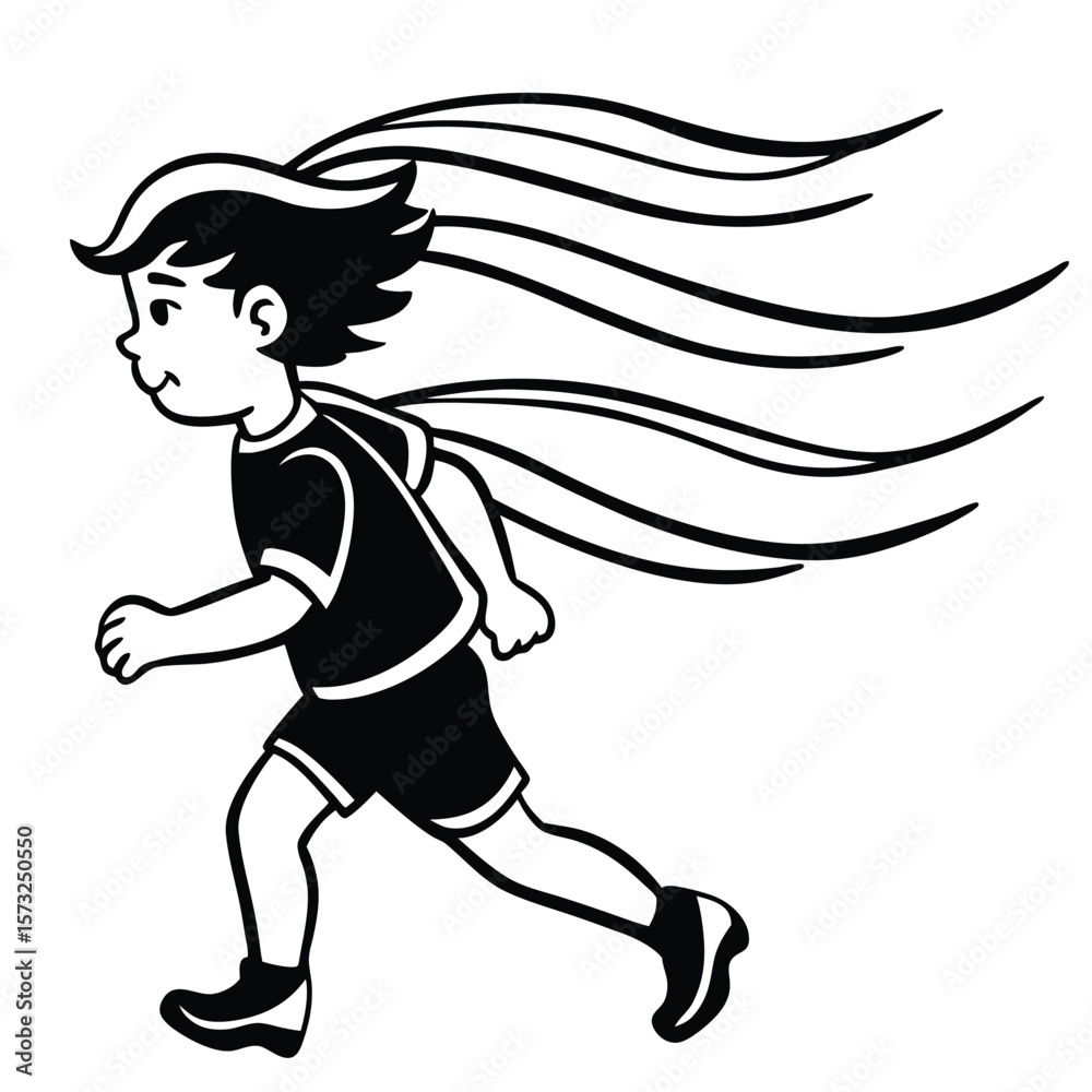 Fototapeta premium Dynamic Running Boy Illustration Vector Art of a Child in Motion
