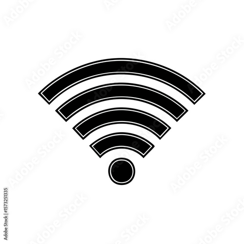 Wireless Internet Connection Sign with Arcs - WiFi Symbol Vector Illustration