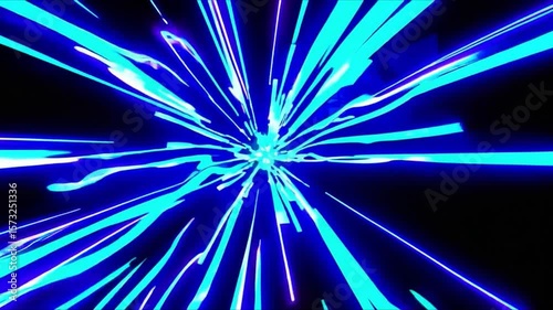 Dynamic Abstract Blue Light Explosion with Radiant Energy in Digital Artistic Style