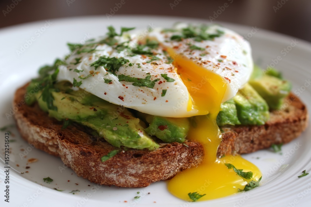 Avocado toast with poached egg. Avocado toast with poached egg.