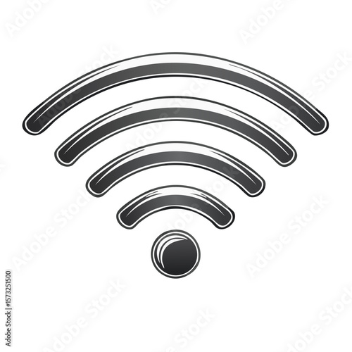 Wireless Network Signal Icon in Black and White Communication Technology Symbol