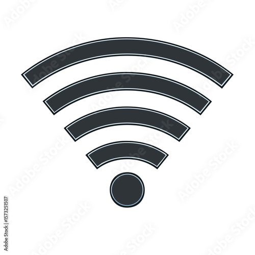 Stylized Wireless Internet Connection Icon with Arcs and Circle isolated on White